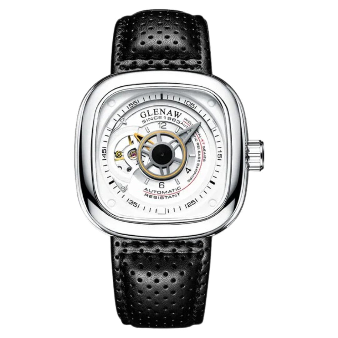 GLENAW Orologio Uomo Automatico A Tourbillon – Quadrante Scheletrato, Cinturino In Acciaio, Impermeabile 3ATM, Luminoso, Regalo Uomo